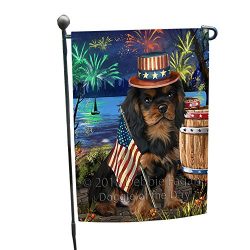 4th of July Independence Day Fireworks Cavalier King Charles Spaniel Dog at the Lake Garden Flag GFLG50875