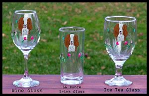Cavalier King Charles Spaniel handpainted glasses – set of 2 – Iced Tea, Wine, Barware – Dishwasher safeshipping pro rated on multiples