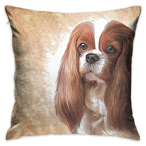 Throw Pillow Cover Cavalier King Charles Spaniel Dog Decorative Pillow Case Decor Square 18×18 Inch Cushion Pillowcase
