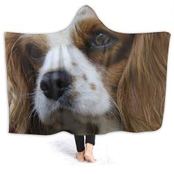 XNLHQH IJ Hooded Blanket, Wearable Hood Throw Blankets Wrap,Cavalier King Charles Spaniel Print Soft Kids Blanket Gift Cozy Magic Cloak 50″” by 40